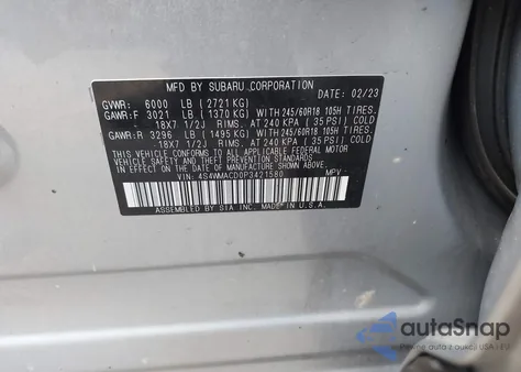 2023 Subaru Ascent Premium 8-Passenger z USA, uszkodzony, nr VIN 4S4WMACD0P3421580